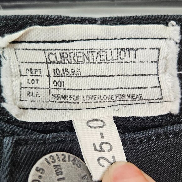 Current/Elliott / Revolve The Stiletto Skinny Jean Jet Black Knee Destroy 25-0 - Picture 9 of 15